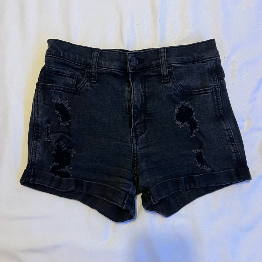 Hollister Black Jean Shorts Distressed Cut-Off Style